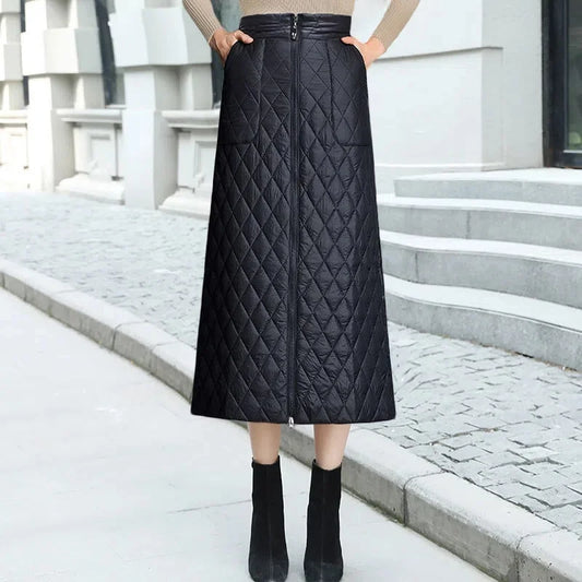 Women's Quilted A-Line Long Skirt