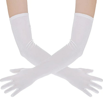 53cm Women Velvet Long Warm Evening Dress Elegant Etiquette Black Elasticity Gloves Retro Style Banquet Party Accessories