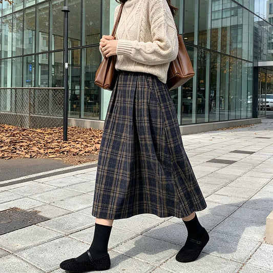 Women's Plaid Pleated A-Line Skirt