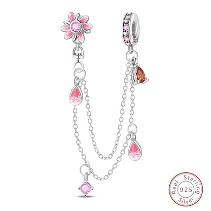 Spring Day 925 Sterling Silver Sunflower Azalea Peony Butterfly Flower Charms Beads Fit 3mm Bracelets DIY Fine Jewelry Making