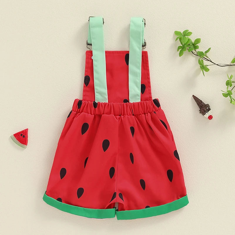 Citgeett Summer Kids Girl Watermelon Overalls Casual Shorts Jumpsuit Pockets Casual Clothes Suit