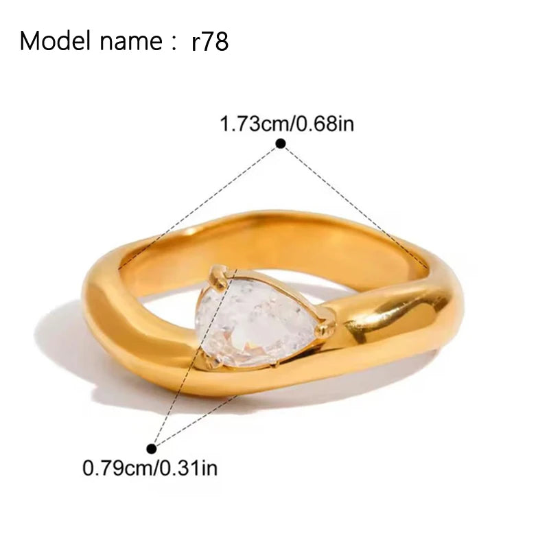 2026 Simple Stainless Steel Rings For Women Gold Color Smooth Geometric Open Rings Arc Rings Diamonds Jewellery Ring Gift