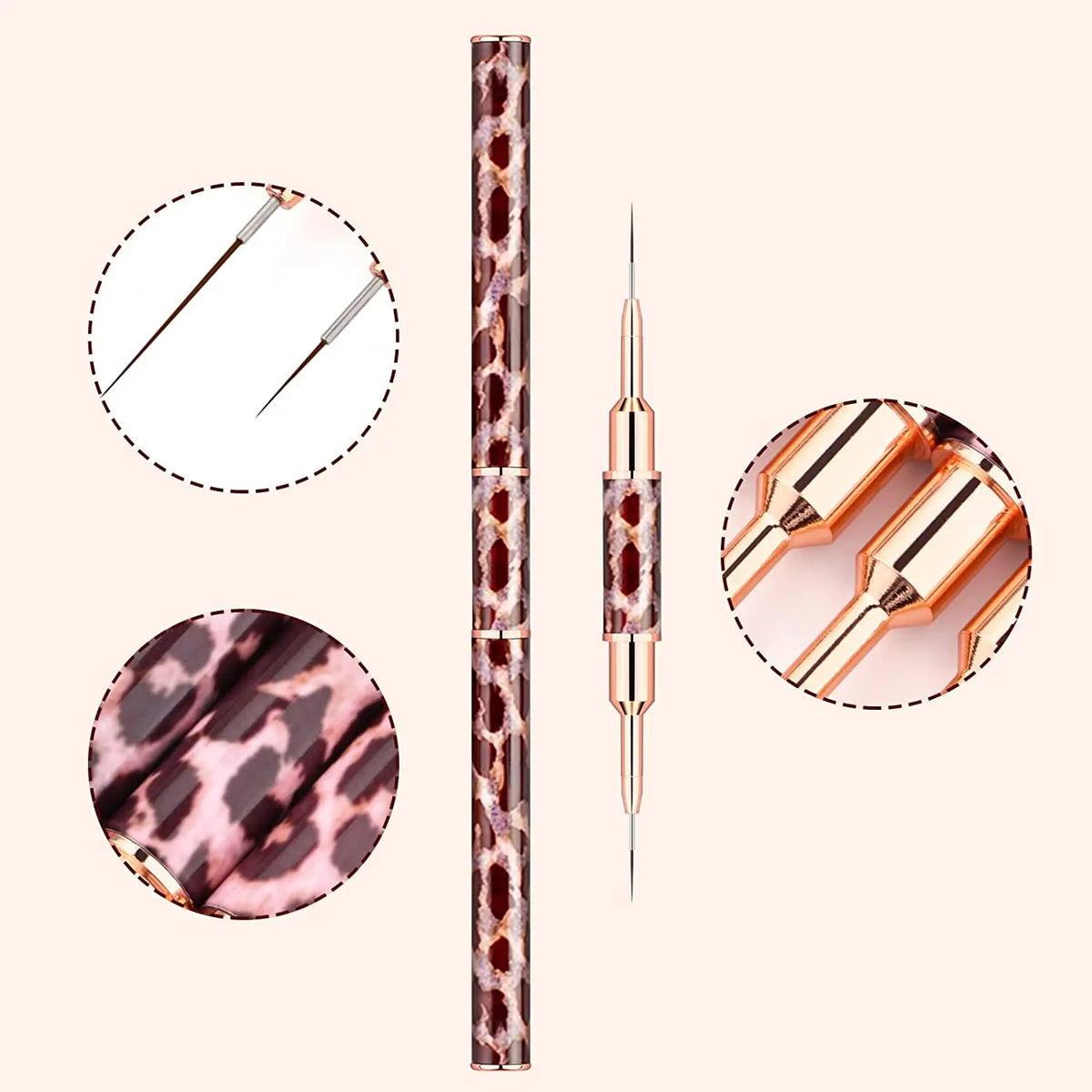 5-25mm Leopard Print Nail Art Brushes Double HeadLiner Brush Striping Drawing Painting Nail Design Brushes Manicure Thin Details