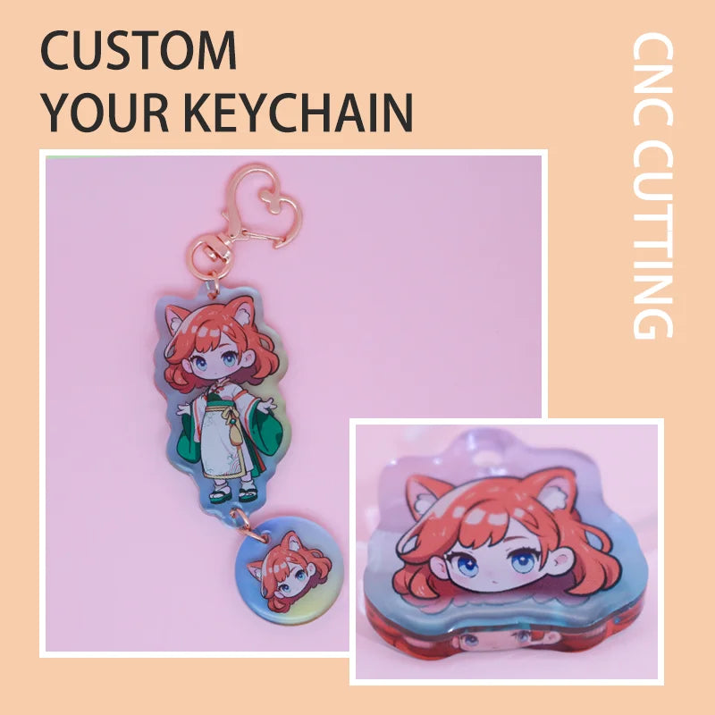 Custom Keychains Cartoon Epoxy Translucent Key Chain Customized Anime Charms Hologram Acrylic Personalized Designer Keychains