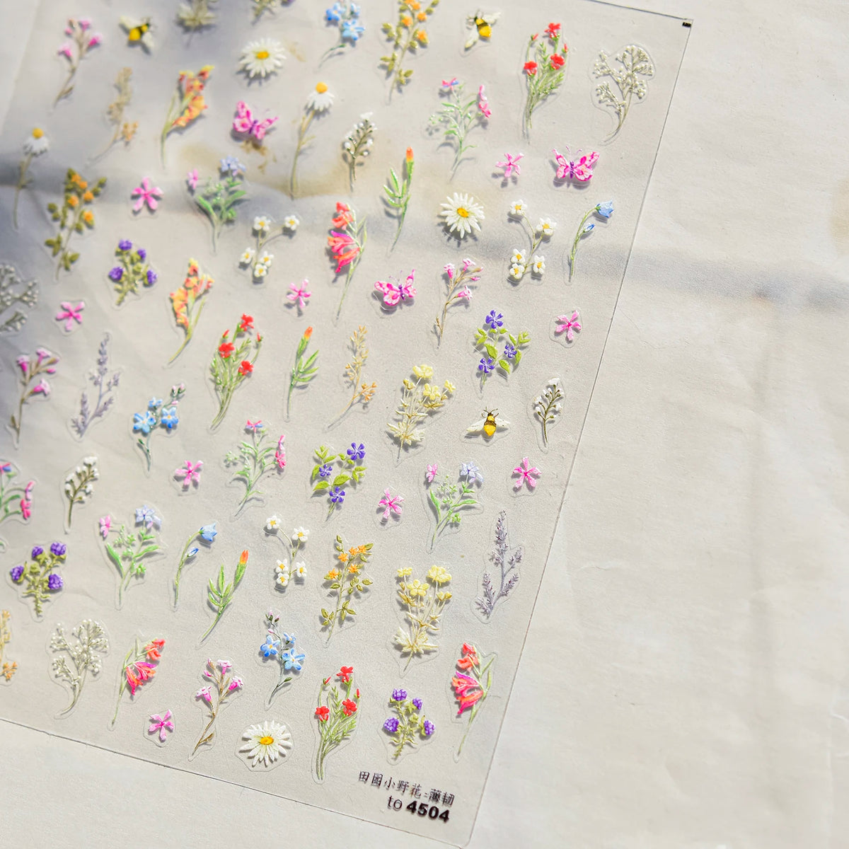 Red Butterfly 5D Nail Sticker Nail Art Decoration Spring Flowers Nail Art Decal Relief Sticker Press on Nails