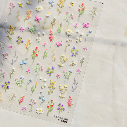 Red Butterfly 5D Nail Sticker Nail Art Decoration Spring Flowers Nail Art Decal Relief Sticker Press on Nails