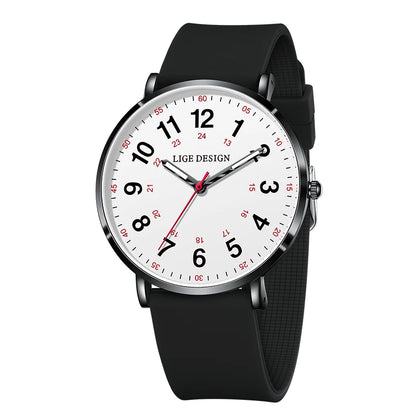 LIGE Simple Women's Wristwatch Fashion Elegant Ladies Watches Silicone Original Quartz Waterproof Watches for Woman Reloj Hombre