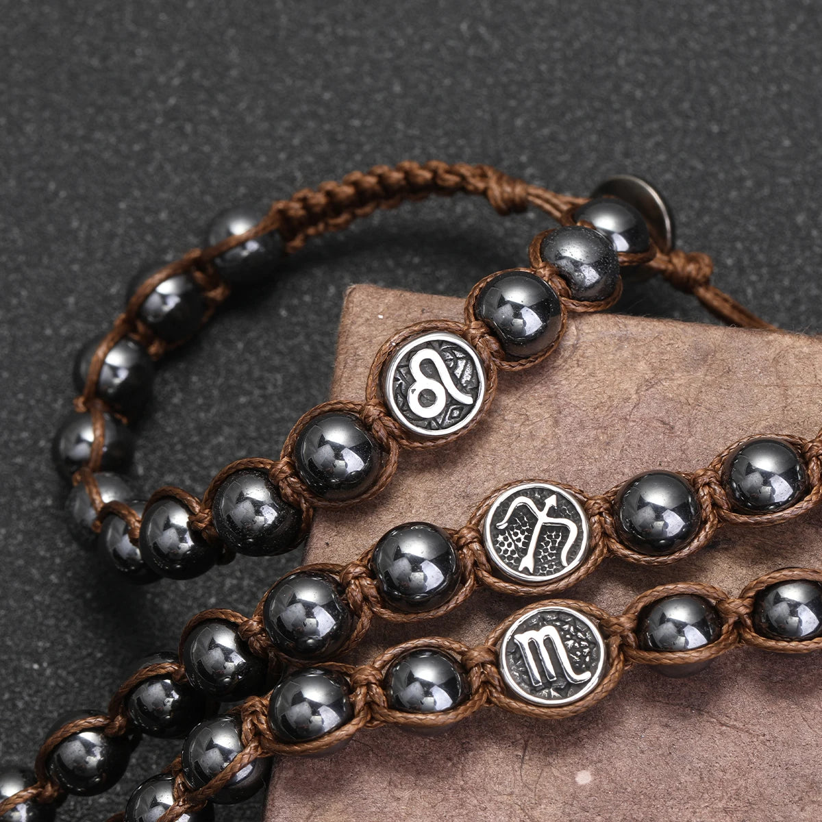 Hand Knitted 12 Zodiac Bracelets Hematite Stainless Steel Leo Libra Bracelet Couples Friendship Gifts Bracelets Jewelry