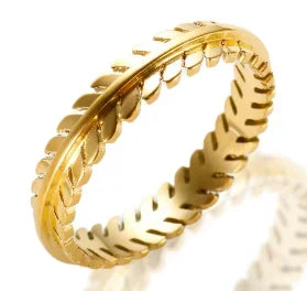 Crystal High End Non Tarnish Fashion Geometric Open Gold Plated Stainless Steel Rings for Women Wedding Ring Jewelry