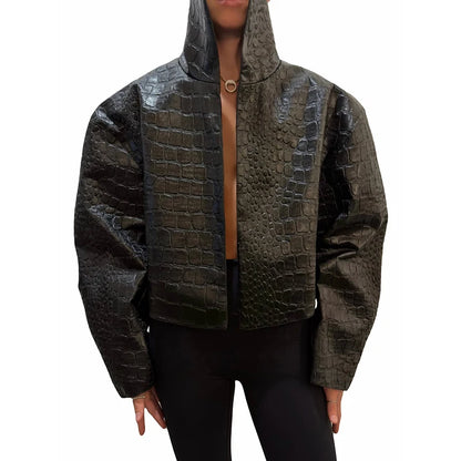 Casual Women's Pu Leather Jacket Slim Single Breasted O-neck Lady Solid Coats 2026 Autumn Fashion Female Street Outerwear