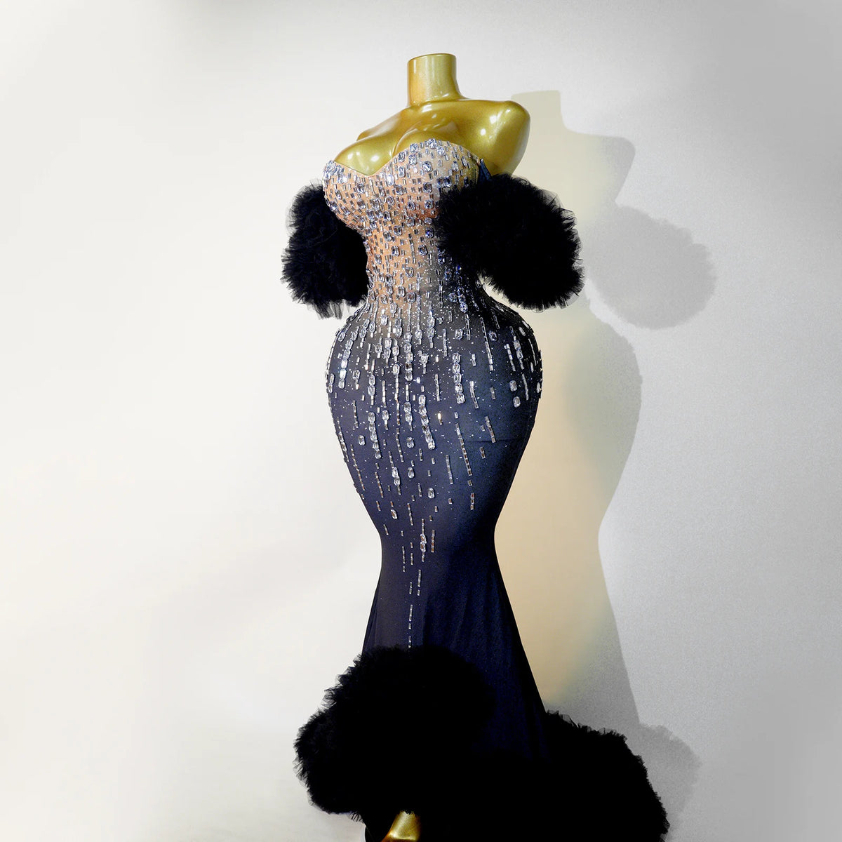 High End Ladies Formal Dress Sparkling Rhinestone Tubular Maxi Dress Sexy Birthday Dinner Dance Celebration Party Stage Costume