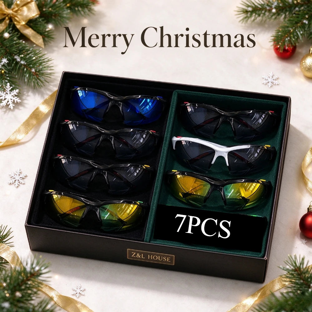 7/14PCS Polarized Sports Glasses for Men and Women Outdoor Windproof Fashionable Suitable for Baseball Running Fishing Golf and Driving Christmas Gift Recommendation