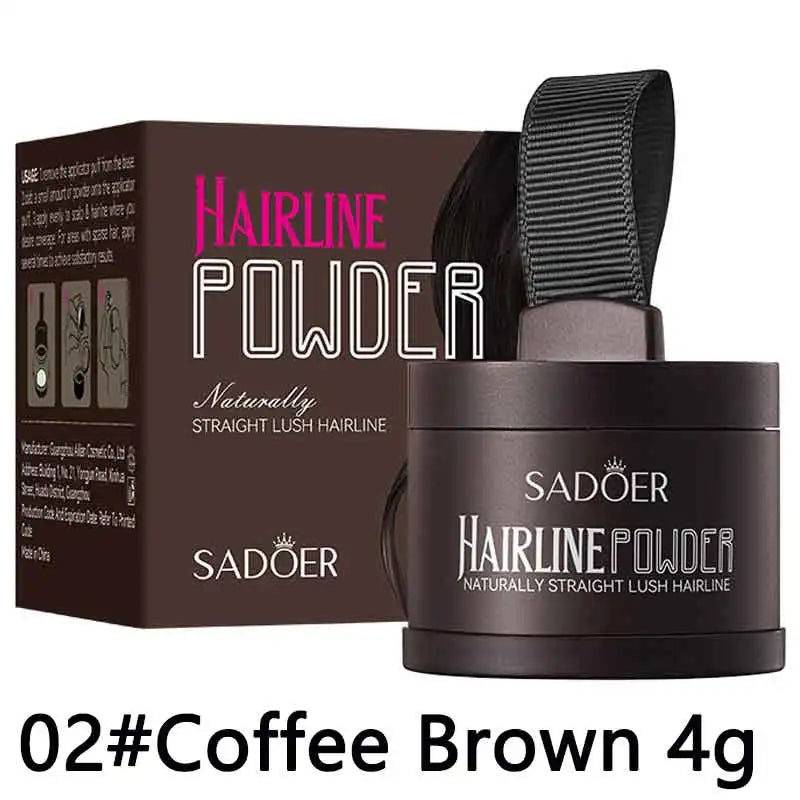 SADOER Hairline Shadow Powder with Brush Water Sweat Resistant Hair Loss Concealer Bald Spot Concealing Hair Powder Women Men