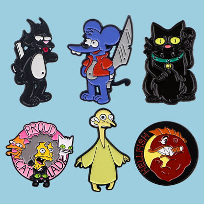 6pcs/Set Classic Anime Family Enamel Pin Funny Cartoon Characters Brooches TV Show Lapel Badges Constume Jewelry Gift for Friend