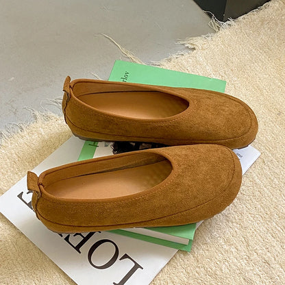 Aphixta 2025 New Suede Platform Shallow Woman Shoes Yellow Loafers Spring Woman Fashion Shoes Concise Chunky Heel Shoes Woman