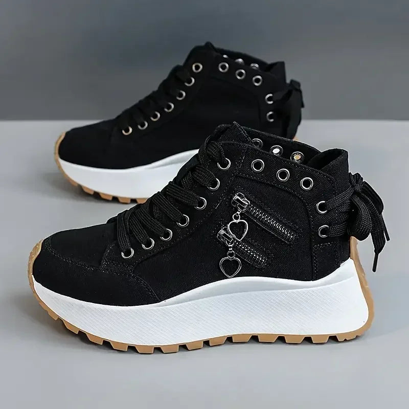 New Designer Women Sneakers High Top Denim Canvas Shoes Female Girls Students Canvas Shoes for Women Lace Up Platform Sneakers