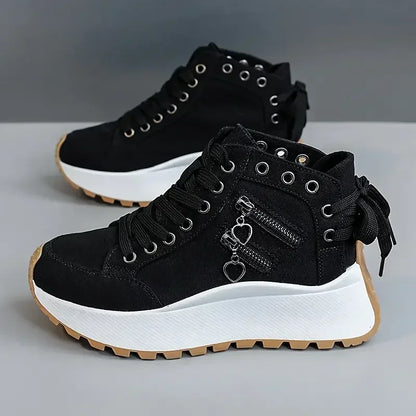 New Designer Women Sneakers High Top Denim Canvas Shoes Female Girls Students Canvas Shoes for Women Lace Up Platform Sneakers