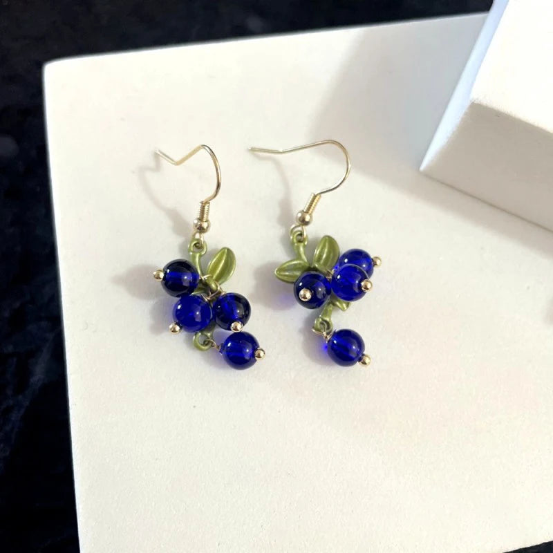 Cute Berries Earring Creative Berry And Leaves Design Beaded Earrings For Gifts Wholesale Cute Fruit Earrings Custom Packaging