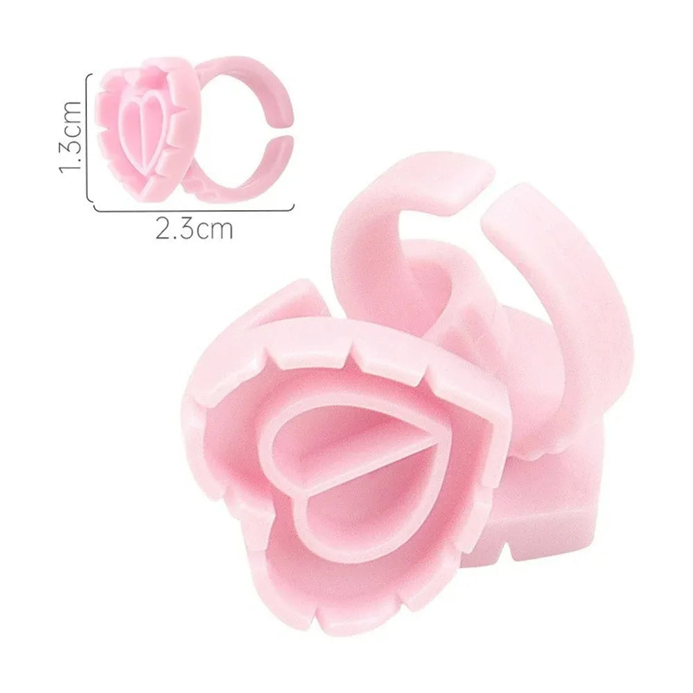 Wholesale100Pcs  Tools Lash Disposable Container Tattoo Pigment Eyelash Extension Cup Rings Holder Eyelash Glue Fan Supplies