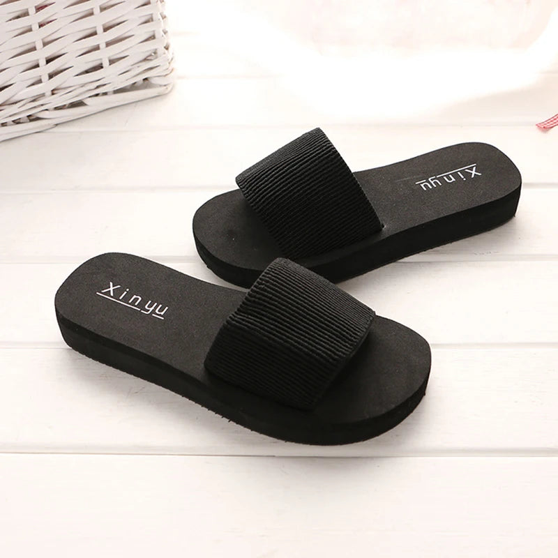 Summer Women Solid Slippers Flat Sandals Outdoor Leisure Flip Flops Travel Beach Slippers Ladies Slides Chaussure Femme