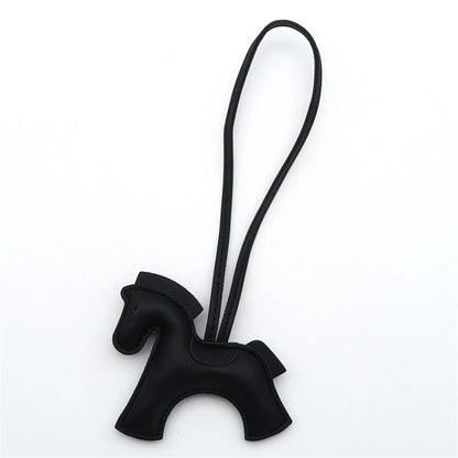 2025 New Fashion Bag Accessories Horse Keychain With Strings Rope All-around PU Leather Tiny Horse Embellishment For Female Gift