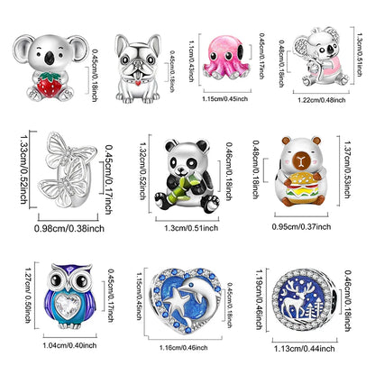 925 Sterling Silver Kapibala Owl Panda Elephant Butterfly Charms Beads Fit Original Bracelet Bangle High Quality DIY Jewelry