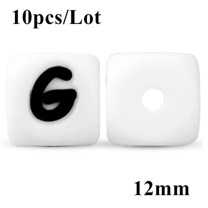 Kovict 10~50Pcs/Lot Silicone Letters Bead 12mm English Alphabet Beads For Jewelry Making DIY Personalized Name Chain Accessories