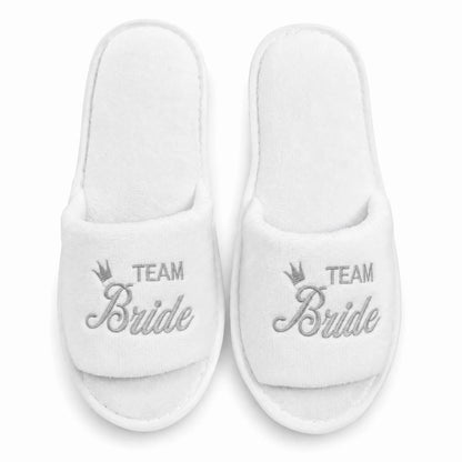 Bride & Bridesmaid, Wedding Party Guests Home Slip On Shoes Bridal Party Slippers Open-toe With Golden, Mint Green and Pink