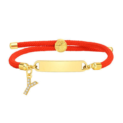 Custom Initial Letter Name Bracelet for Little Girl Boy, Personalised Birththday Gift, Red Thread Rope Bracelet Adjustable