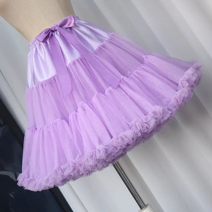 Lowest Pirce Womens 2-Layered Pleated Tulle Petticoat White Black Tutu Puffy Party Cosplay Skirt Lolita Cosplay Bridal Crinoline