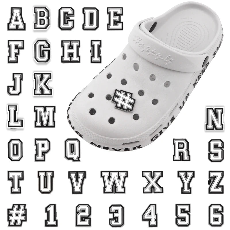 1 PCS Letter Charms for Clog Sandals Shoe Decoration 0-9# Number Alphabet ABC-Z Characters DIY Shoes Pins for Boy Girl Men Women