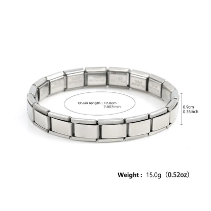 Trendy Square Italy Stainless Steel Bracelets For Women Men HipHop Metal Italian Modules Stretchable Gift Birthday Party Jewelry