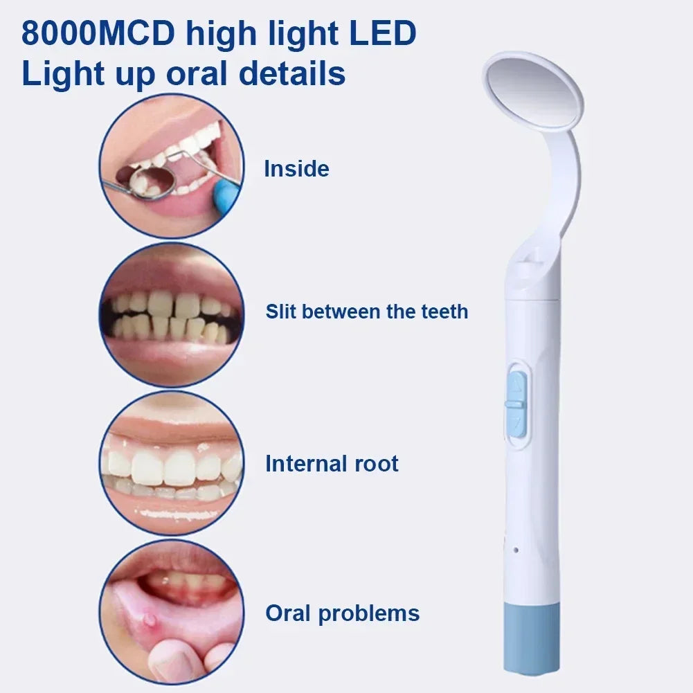 LED Lighting Dental Mouth Mirror Super Bright Oral Examination Sanitary Machine Lighting Teeth Whiten Clean Checking Tool