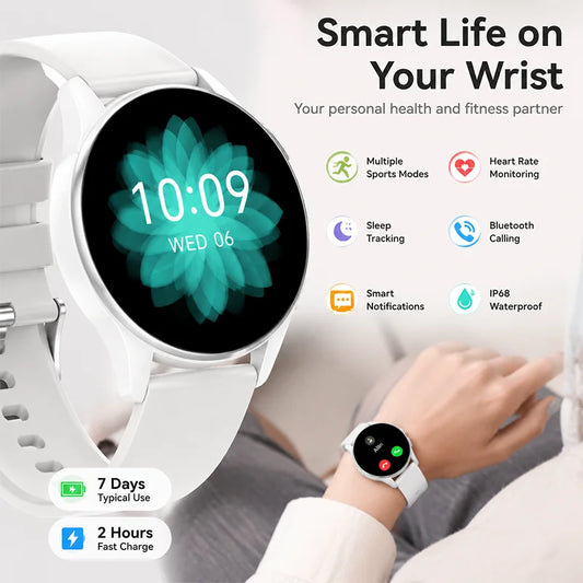 2026 Women Bluetooth Call Smart Watch HeartRate Blood Pressure Monitoring Smartwatche Waterproof Men Smartwatch Android IOS HT22