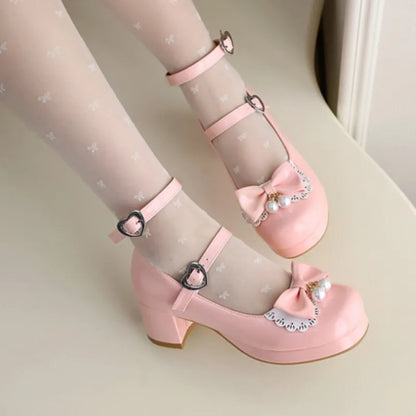 Women's Low Heels Mary Janes Lolitas Shoes Elegant Pumps Straps Sweet White Red Black Office Wedding Shoes Girls Large Size 45