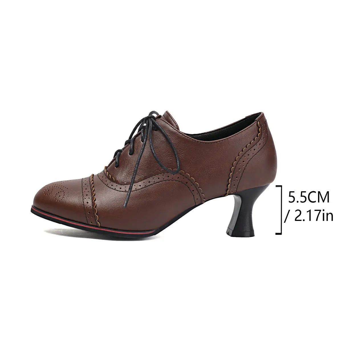 Women's Kitten Heels Oxford Pumps Retro Victorian Style Vintage Mid-Heels Lace Up Brogues Witch Costume Cosplay Shoes
