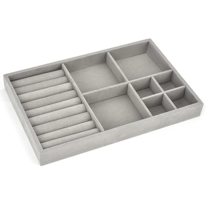 Soft Velvet Stackable Jewelry Tray Case Jewelry Display Storage Showcase Portable Ring Earring Necklace Organizer Jewelry Holder