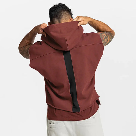 Men Cotton Hooded Tank Top Sleeveless Vest Bodybuilding Gym Workout Sweatshirt Fitness Training Sports Singlet Casual Sportswear