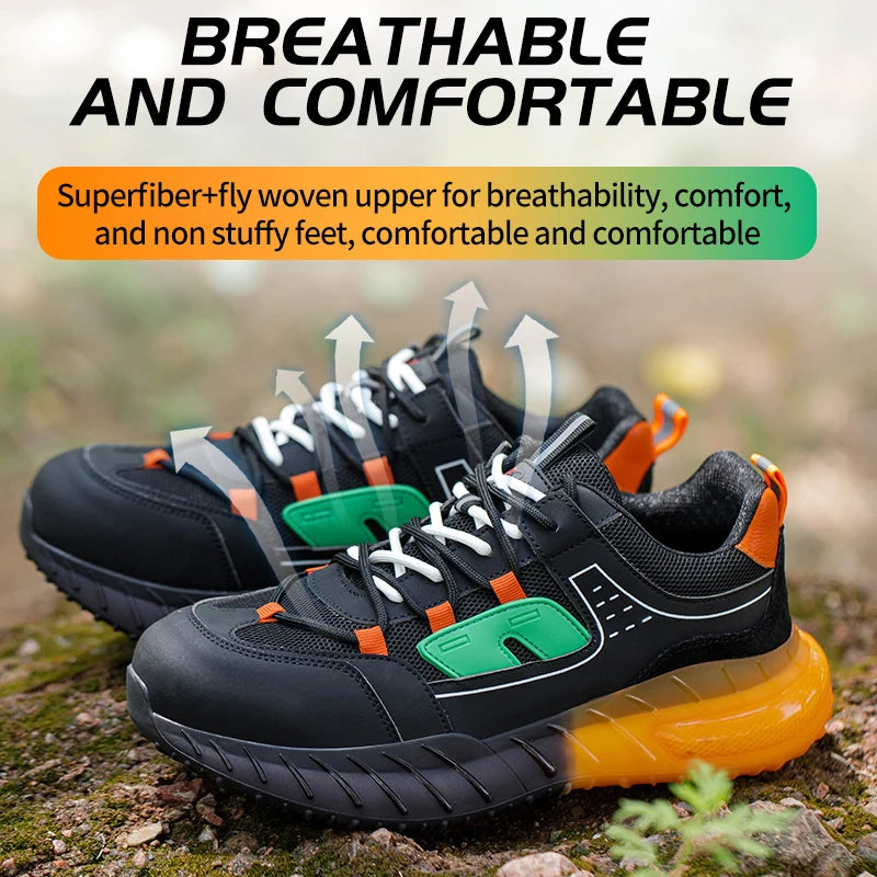 Men Work Safety Shoes Indestructible Breathable Air cushion Work Sneakers Puncture-Proof Safety Boots Protective Security Shoes