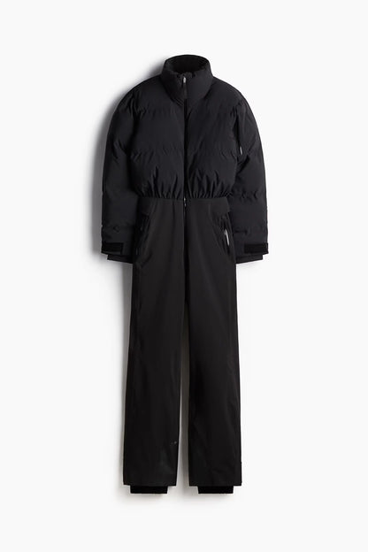 Fashion Patchwork Women's Ski Suit Warm Hooded Zipper Belt Full Sleeve Slim Jumpsuit Lady New Winter Casual Ski Clothing 2026