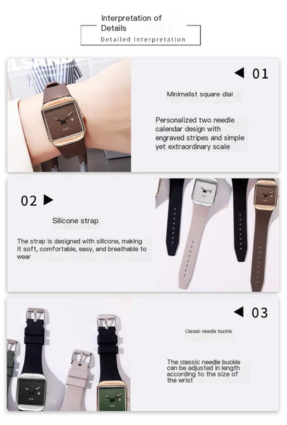 Fashion GEDI Top Brand Minimalist High Appearance Silicone Large Plate Calendar Women's Waterproof Quartz Gifts Wrist Watches