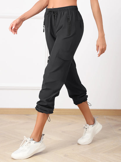 Hiking Pants For Women Cargo Quick Dry Water Resistant Elastic Waist Zip Pockets, Travel Work Lightweight Running