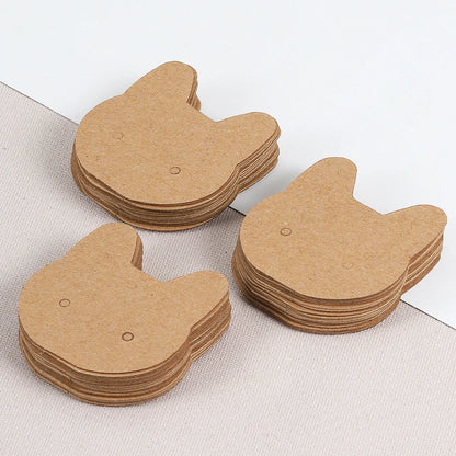 50pcs 3.5x3.5cm Cat Earrings Ear Studs Display Card for Necklace Jewelry Packaging Cardboards
