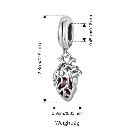 Bamoer 925 Sterling Silver Red Heart Skull Pendant Jesus Cross Beads for Women Bracelet Accessories DIY Religious Beliefs Gift