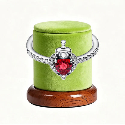 New 925 Silver Sparkling Double Heart Blue Pear Blossom Ice Pillar High Princess Crown Ring Fashion DIY Charm Jewelry