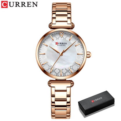 CURREN 9072 Fashion Stainless Steel Women Luxury Watch Analog Quartz Wristwatch Ladies Elegant Dress Watches Relogio Feminino