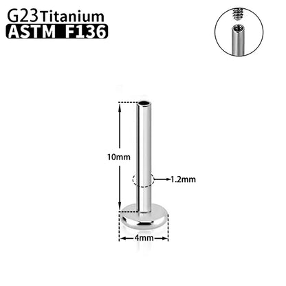 1/10PCS Titanium Labret Stud Internally Threaded Push Pin Tragus Helix Conch Septum Flat Back Plug-in  Ear Piercing Jewelry