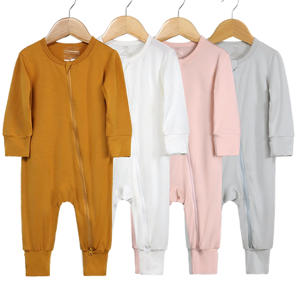 2026 Newborn Baby Bamboo Fiber Romper Solid Breathable Long Sleeve Clothes For 0-24M Boy Girl Jumpsuit Infant Loungewear Pyjamas