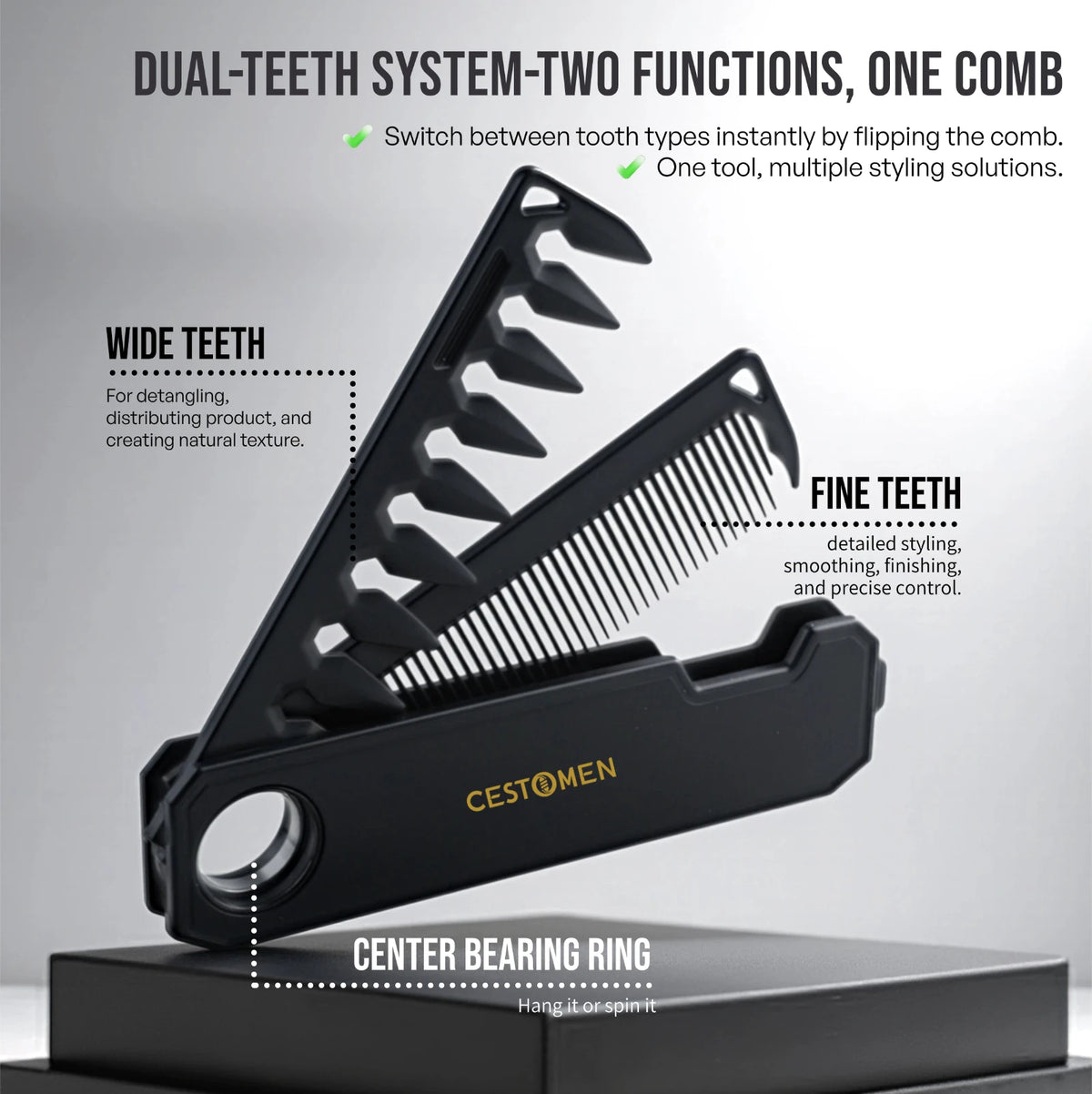 1Pcs Professional 360° Rotating Barber Cutting Comb Double Sided Folding Comb Portable Fade Brush Men Hair Grooming Styling