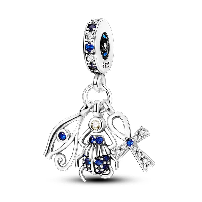 100% Real 925 Silver Classic Devil's Eye Charms Beads For Women Fit Original Qikaola Bracelets Fine DIY Jewelry Making
